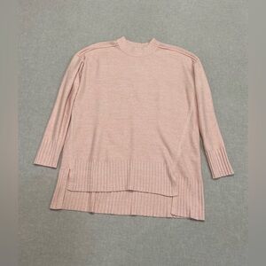 Free People Phoebe Pullover Mock Neck Sweater Sz S Pink Relaxed Oversized